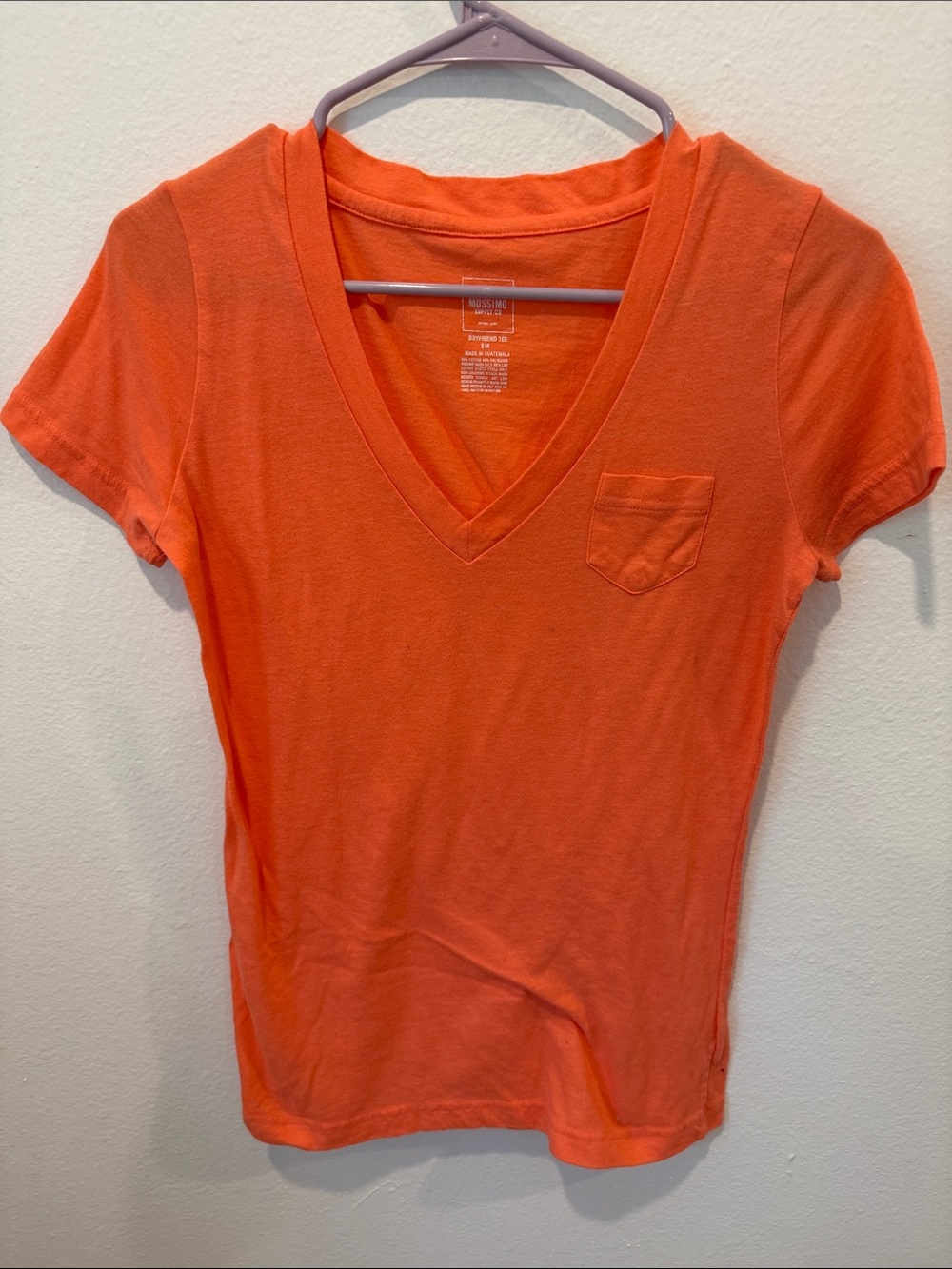 Mossimo Supply Co. Orange V-Neck Pocket Tee